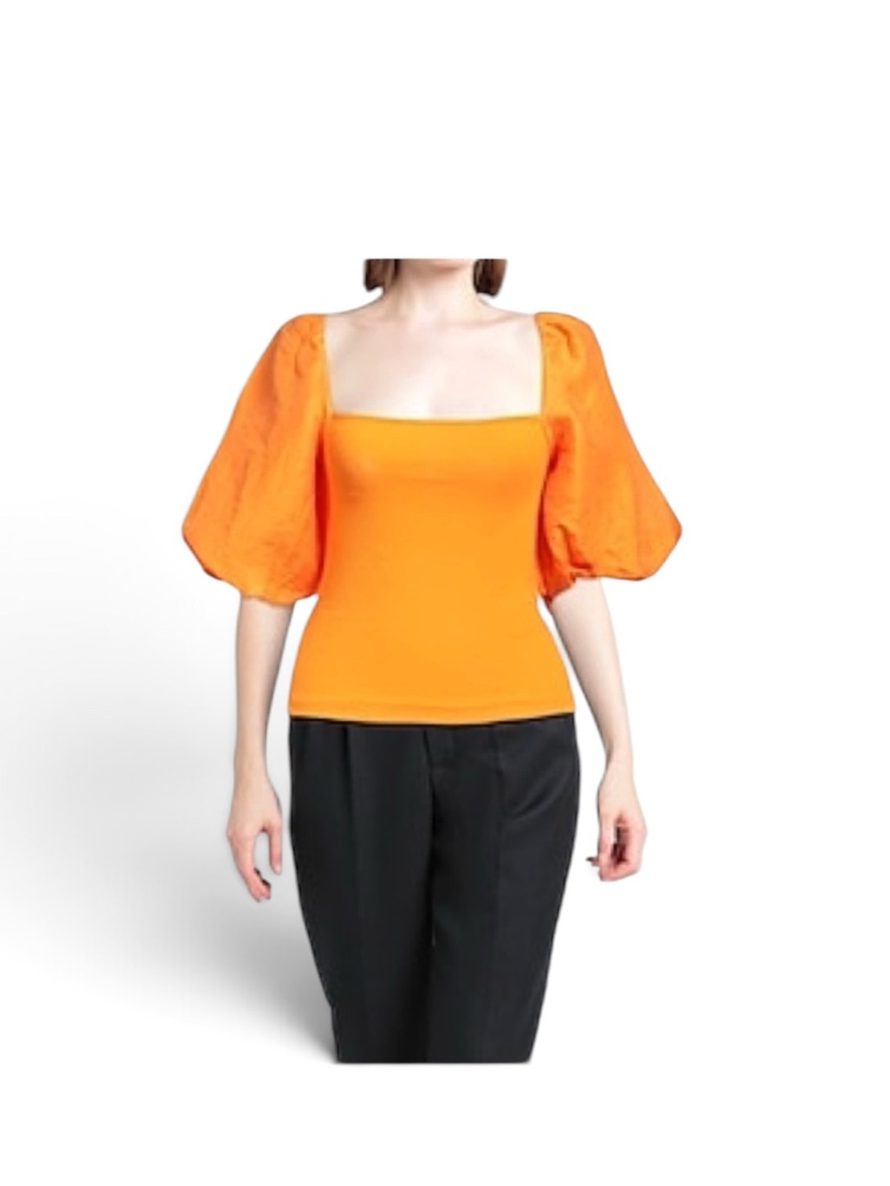 NWT Sandro Orange Puff Sleeve Blouse Sz 1 / US Sz S